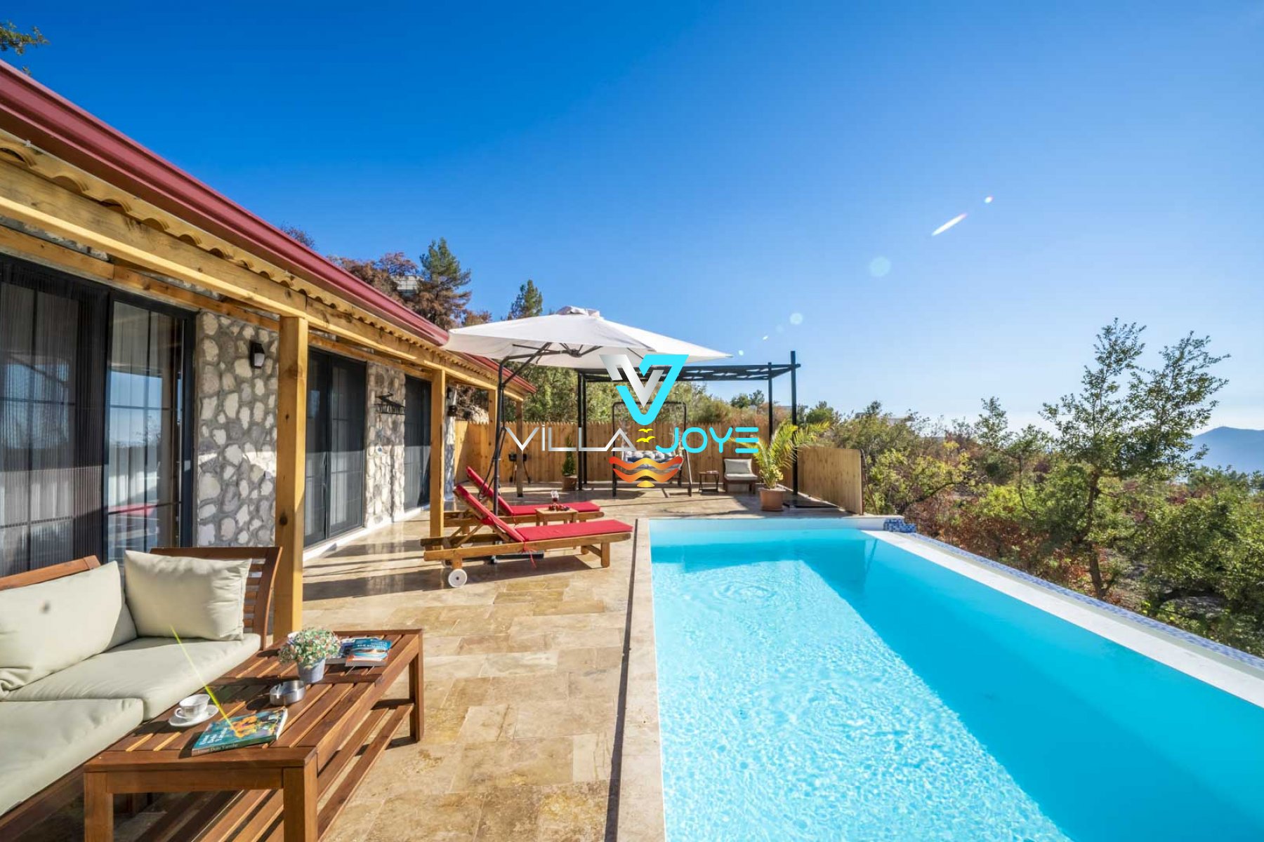 Antalya, Kalkan'da 1 Odalı, 1 Banyolu, 2 Kişiye Kadar Konaklamalı Kiralık Villa - No:61